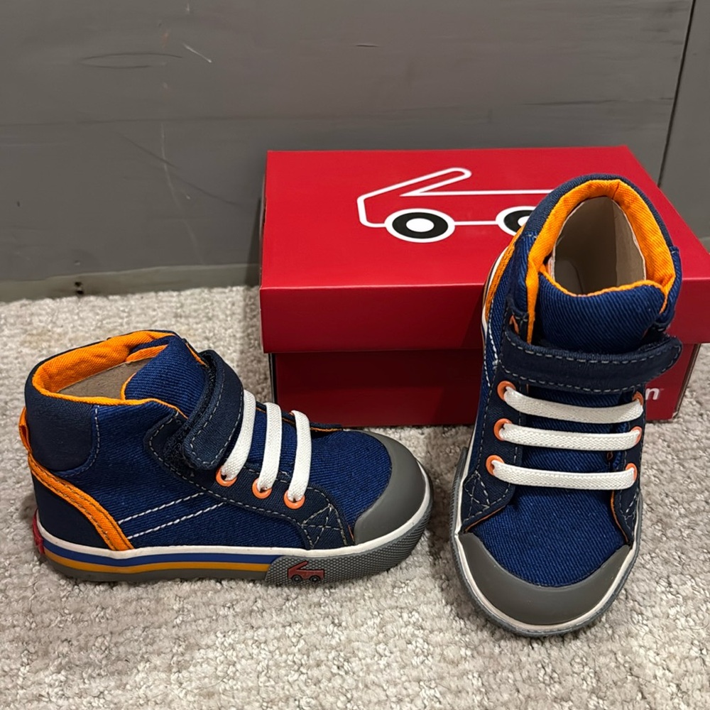 See Kai Run NIB Dane 7T (toddler) Blue and orange high tops